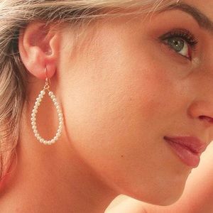 NWT Real Pearl Oval Earrings 18k gold Vermeil